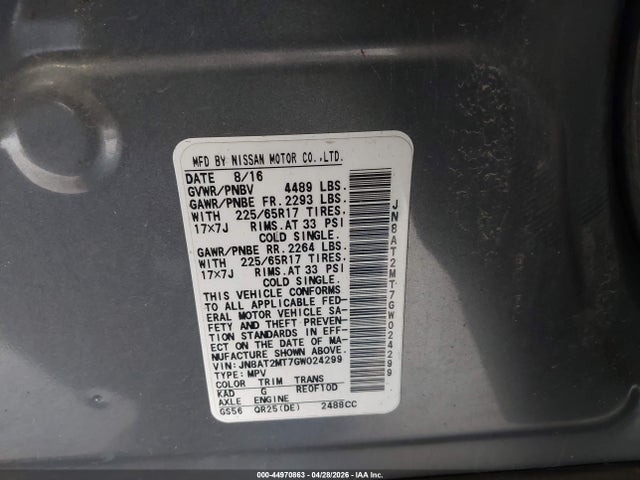 JN8AT2MT7GW024299 Nissan Rogue S/sl/sv