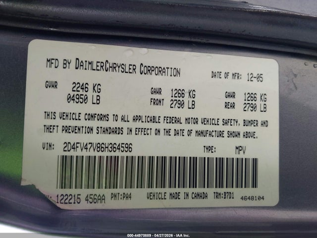 Продажа на аукционе авто 2006 Dodge Magnum, vin: 2D4FV47V86H364596, номер лота: 44970889