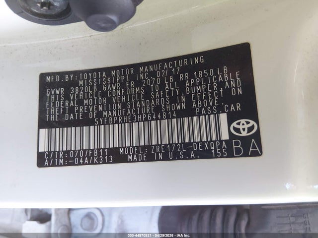 Toyota Corolla Le Eco 2017 5YFBPRHE3HP644814 Image 9