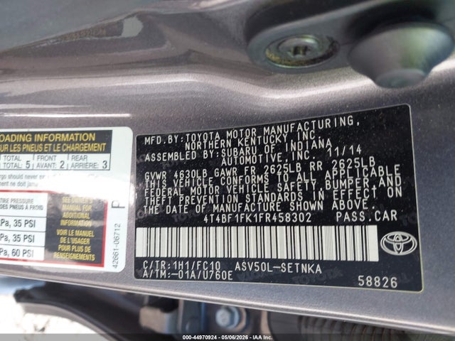 Toyota CAMRY LE 2015 4T4BF1FK1FR458302 Image 9