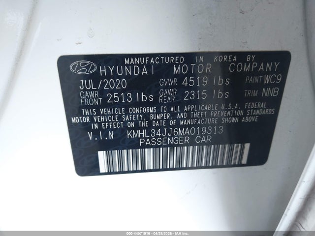 KMHL34JJ6MA019313 Hyundai SONATA SEL