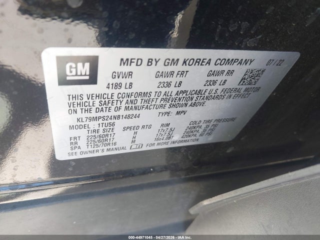 KL79MPS24NB148244 Chevrolet Trailblazer Fwd Lt