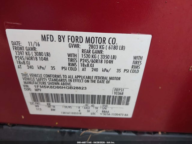 Продаж на аукціоні авто 2017 Ford Explorer Xlt, vin: 1FM5K8D86HGB28823, номер лоту: 44971148