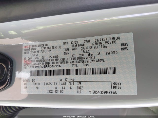Ford F-150 Raptor 2023 1FTFW1RJ6PFD16116 Image 9