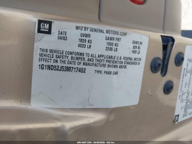 Продажа на аукционе авто 2003 Chevrolet Malibu, vin: 1G1ND52J53M717402, номер лота: 44971205