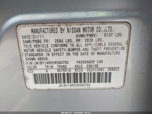 Продаж на аукціоні авто 2012 Infiniti M37x, vin: JN1BY1AR0CM390750, номер лоту: 44971217