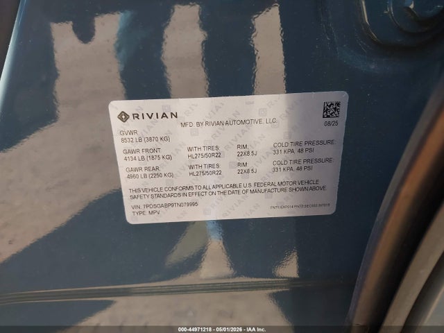 Продажа на аукционе авто 2026 Rivian R1s Quad Motor Max Pack, vin: 7PDSGABP9TN079995, номер лота: 44971218