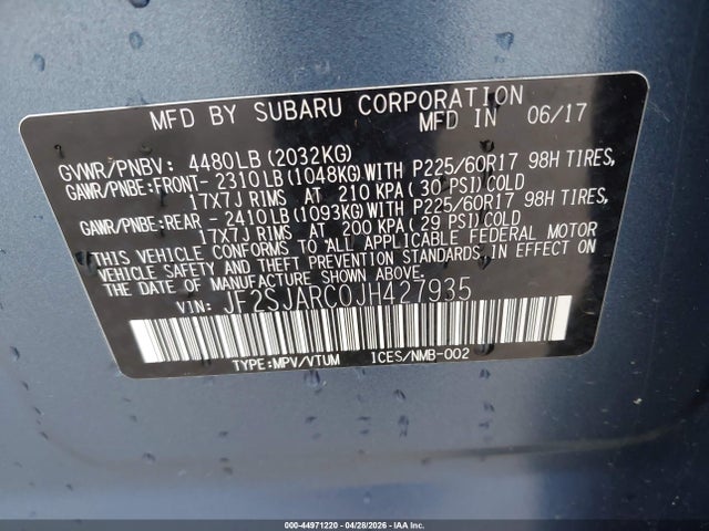 JF2SJARC0JH427935 Subaru Forester 2.5i Limited