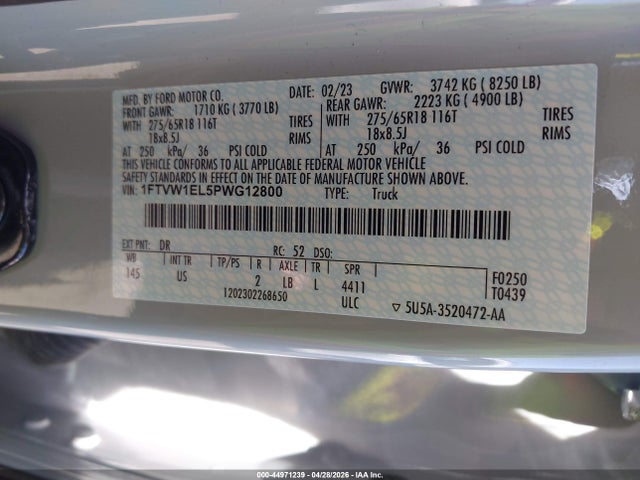 1FTVW1EL5PWG12800 Ford F-150 Lightning Xlt