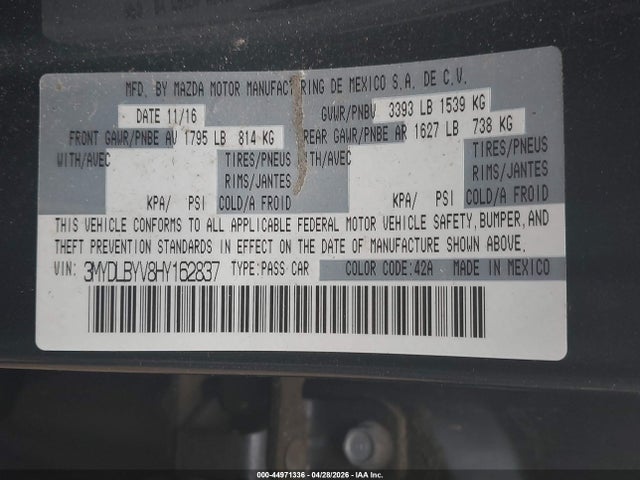 3MYDLBYV8HY162837 Toyota YARIS IA