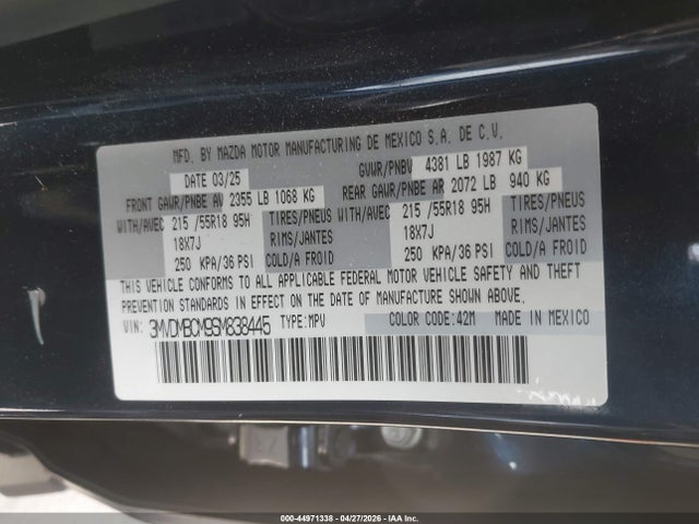 44971338 :رقم المزاد ، 3MVDMBCM9SM838445 vin ، 2025 Mazda Cx-30 2.5 S Preferred Package مزاد بيع