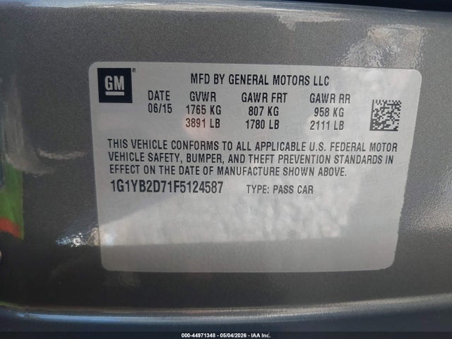 1G1YB2D71F5124587 Chevrolet CORVETTE STINGRAY