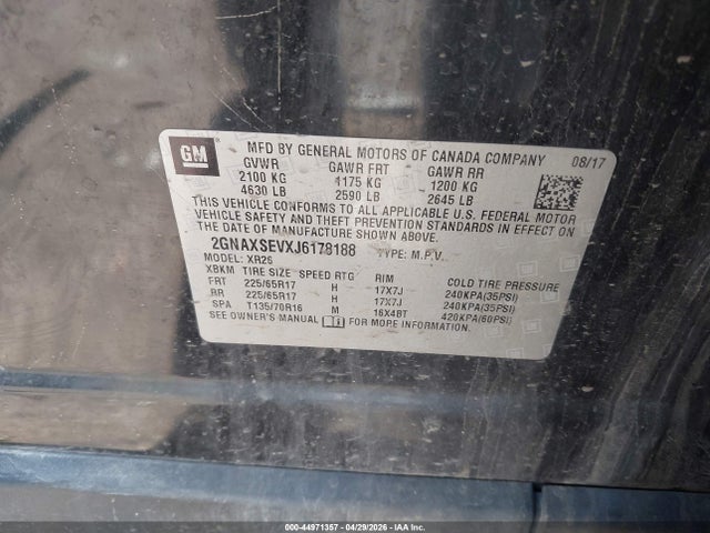 Chevrolet EQUINOX LT 2018 2GNAXSEVXJ6178188 Image 9