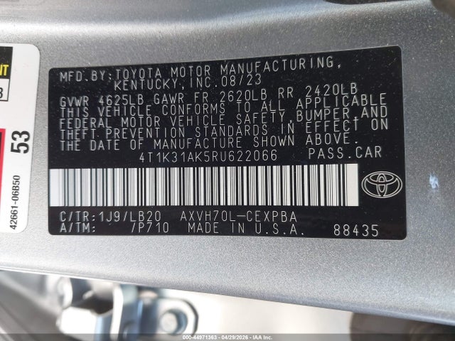 4T1K31AK5RU622066 Toyota Camry Hybrid Xse