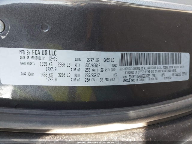 Aukcja sprzedaży 2017 Chrysler Pacifica Touring, vin: 2C4RC1DG4HR663682, numer aukcji: 44971470