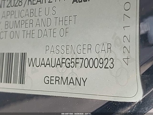 WUAAUAFG5F7000923 Audi R8 4.2