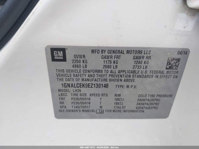 Chevrolet Equinox 2lt 2014 1GNALCEK9EZ130148 Image 9