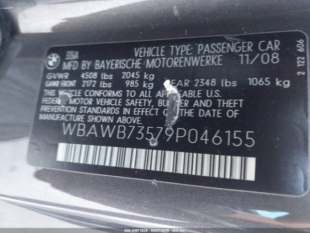 Продажа на аукционе авто 2009 Bmw 335i, vin: WBAWB73579P046155, номер лота: 44971629