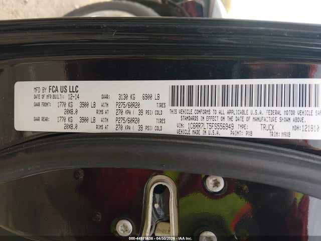 2015 Ram 1500 Big Horn მანქანა იყიდება აუქციონზე, vin: 1C6RR7LT5FS556949, აუქციონის ნომერი: 44971638