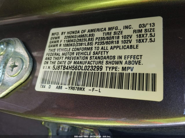 Aukcja sprzedaży 2013 Acura Rdx, vin: 5J8TB4H56DL023299, numer aukcji: 44971653