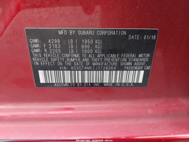 Продажа на аукционе авто 2018 Subaru Impreza 2.0i Sport, vin: 4S3GTAM62J3728364, номер лота: 44971662