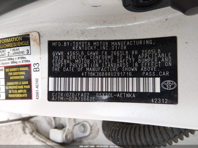 Продаж на аукціоні авто 2008 Toyota Avalon Xl, vin: 4T1BK36B88U291716, номер лоту: 44971696