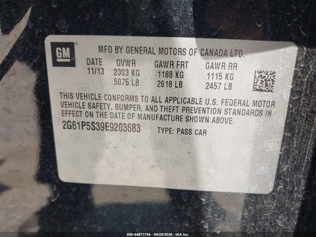 2014 Cadillac Xts Premium მანქანა იყიდება აუქციონზე, vin: 2G61P5S39E9203683, აუქციონის ნომერი: 44971754