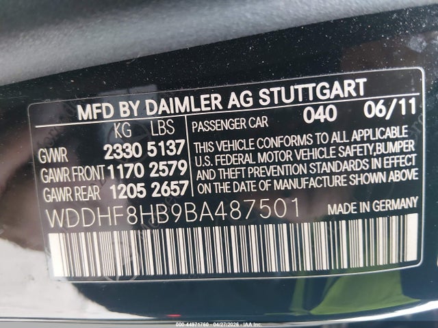 Продаж на аукціоні авто 2011 Mercedes-benz E 350 4matic, vin: WDDHF8HB9BA487501, номер лоту: 44971760