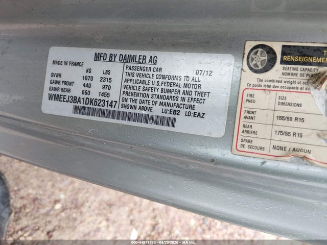 Aukcja sprzedaży 2013 Smart Fortwo Passion, vin: WMEEJ3BA1DK623147, numer aukcji: 44971768