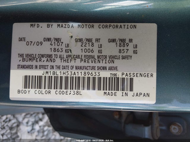 44971818 :رقم المزاد ، JM1BL1H53A1189633 vin ، 2010 Mazda Mazda3 S Grand Touring مزاد بيع