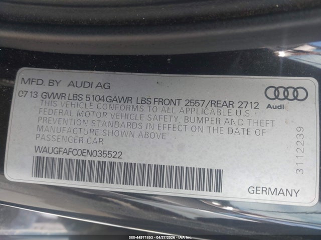 Продаж на аукціоні авто 2014 Audi A6 2.0t Premium, vin: WAUGFAFC0EN035522, номер лоту: 44971853