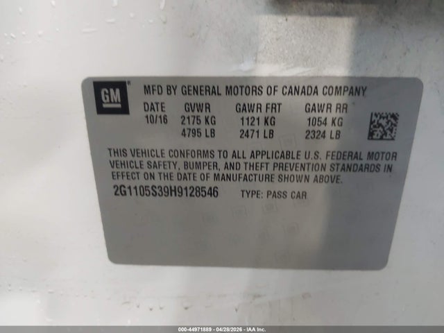 2G1105S39H9128546 Chevrolet IMPALA 1LT