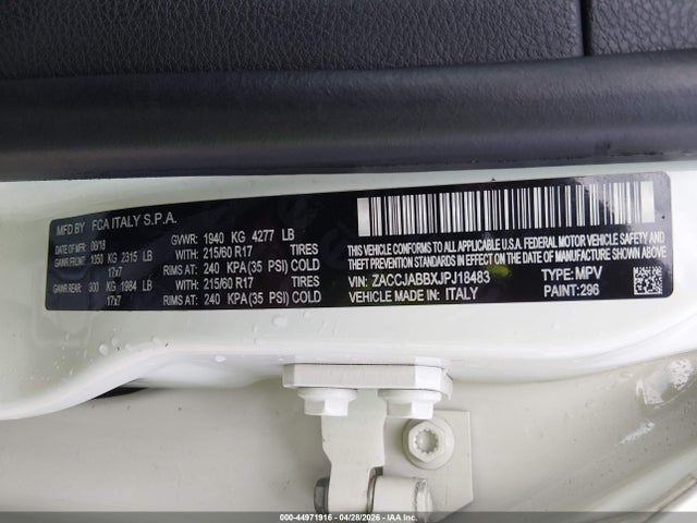 2018 Jeep Renegade Latitude Fwd მანქანა იყიდება აუქციონზე, vin: ZACCJABBXJPJ18483, აუქციონის ნომერი: 44971916