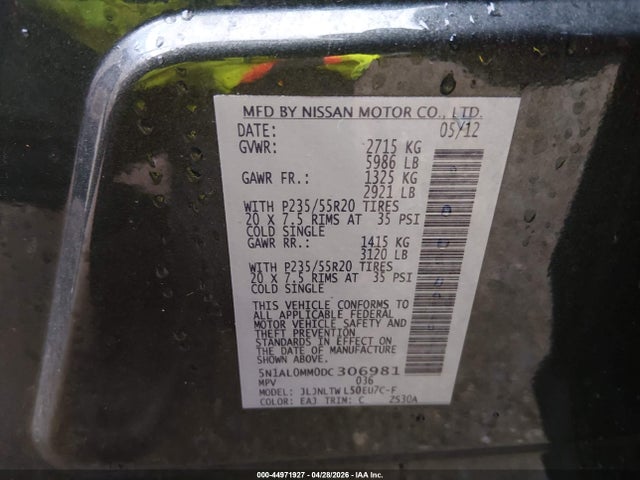 Продаж на аукціоні авто 2013 Infiniti Jx35, vin: 5N1AL0MM0DC306981, номер лоту: 44971927