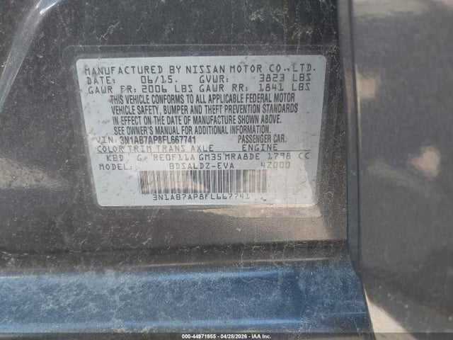 Aukcja sprzedaży 2015 Nissan Sentra Sv, vin: 3N1AB7AP8FL667741, numer aukcji: 44971955