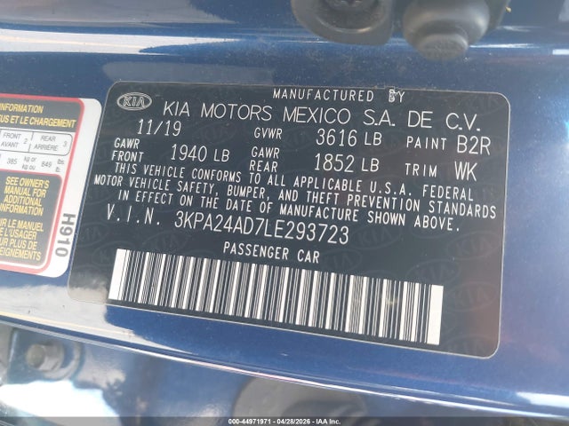 3KPA24AD7LE293723 KIA RIO S