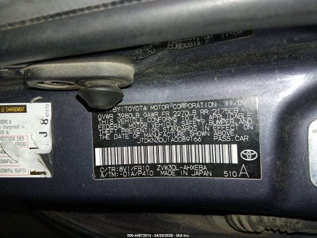 Aukcja sprzedaży 2010 Toyota Prius Ii, vin: JTDKN3DU1A0089166, numer aukcji: 44972014