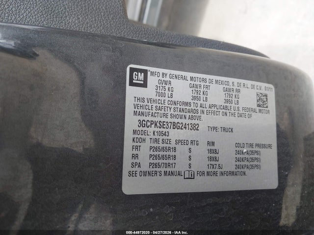 Продаж на аукціоні авто 2011 Chevrolet Silverado 1500 Lt, vin: 3GCPKSE37BG241382, номер лоту: 44972020