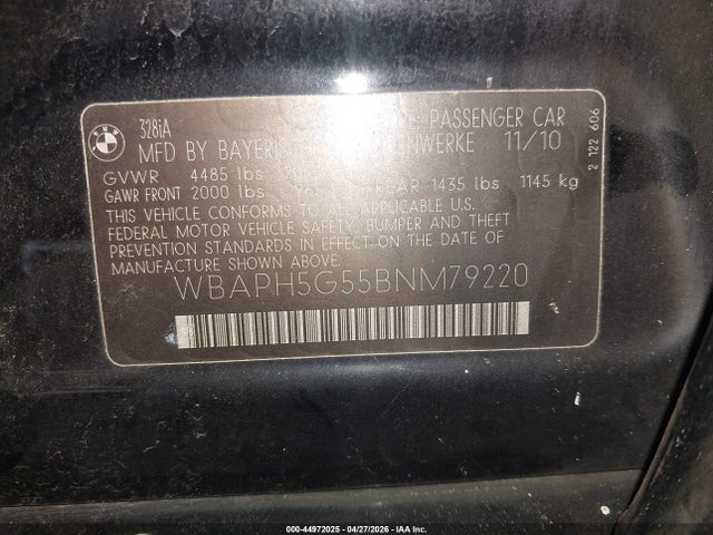 Продажа на аукционе авто 2011 Bmw 328i, vin: WBAPH5G55BNM79220, номер лота: 44972025