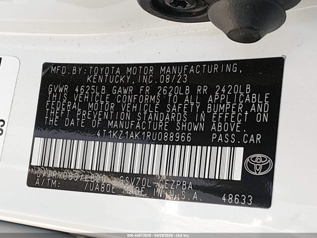 2024 Toyota Camry Xse V6 მანქანა იყიდება აუქციონზე, vin: 4T1KZ1AK1RU088966, აუქციონის ნომერი: 44972035