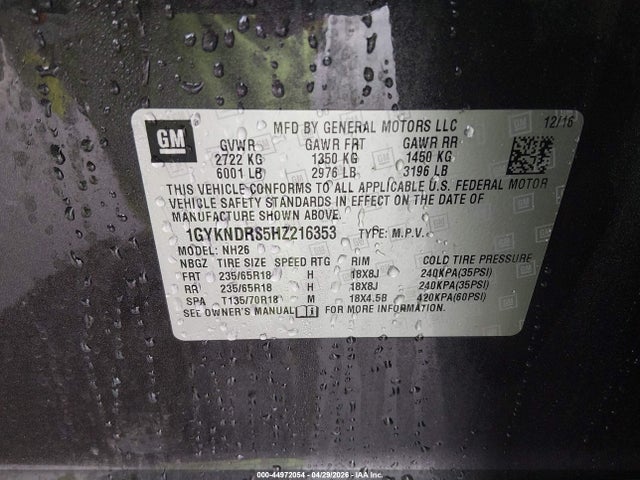 Aukcja sprzedaży 2017 Cadillac Xt5 Luxury, vin: 1GYKNDRS5HZ216353, numer aukcji: 44972054