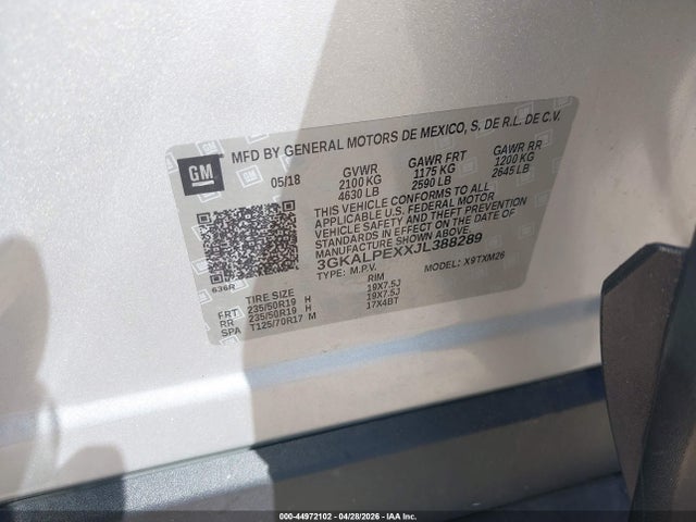 Aukcja sprzedaży 2018 Gmc Terrain Slt, vin: 3GKALPEXXJL388289, numer aukcji: 44972102