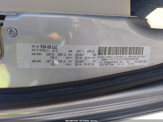 2019 Dodge Grand Caravan Se მანქანა იყიდება აუქციონზე, vin: 2C4RDGBGXKR790415, აუქციონის ნომერი: 44972159