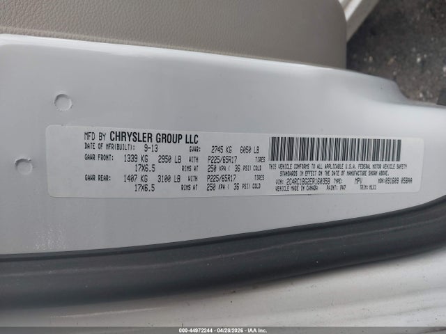 Продаж на аукціоні авто 2014 Chrysler Town & Country Touring, vin: 2C4RC1BG2ER160358, номер лоту: 44972244