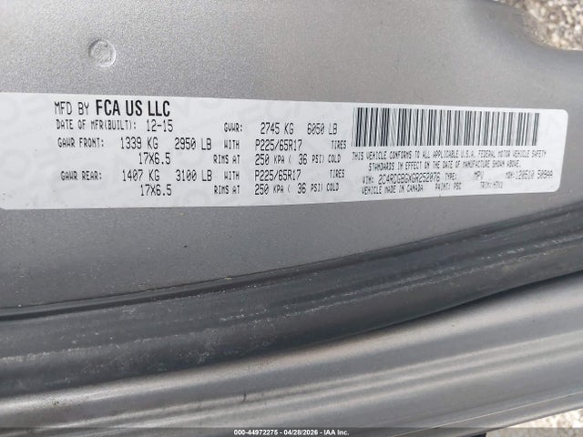 Продажа на аукционе авто 2016 Dodge Grand Caravan American Value Pkg, vin: 2C4RDGBGXGR252076, номер лота: 44972275