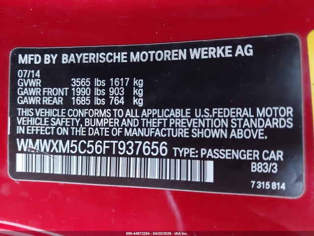 Mini Hardtop Cooper 2015 WMWXM5C56FT937656 Image 9