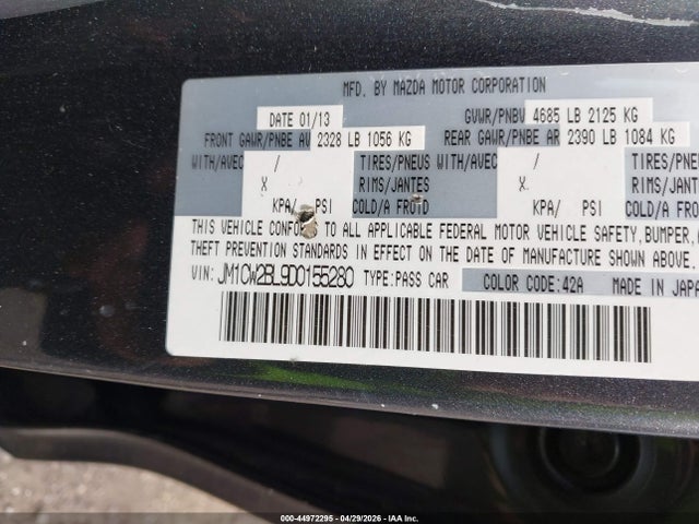 2013 Mazda Mazda5 Sport მანქანა იყიდება აუქციონზე, vin: JM1CW2BL9D0155280, აუქციონის ნომერი: 44972295