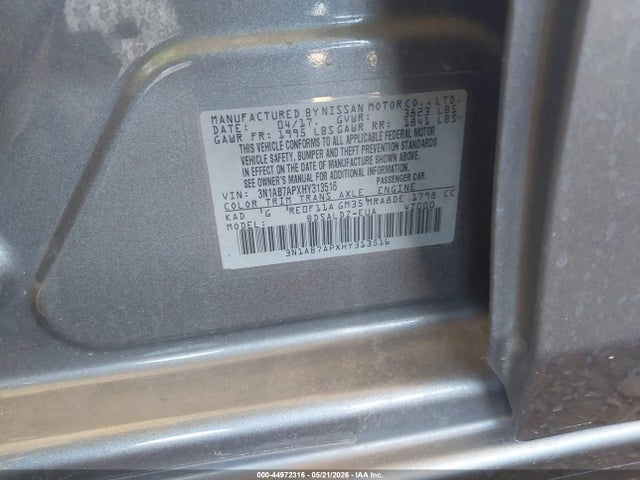 3N1AB7APXHY313516 Nissan SENTRA SV