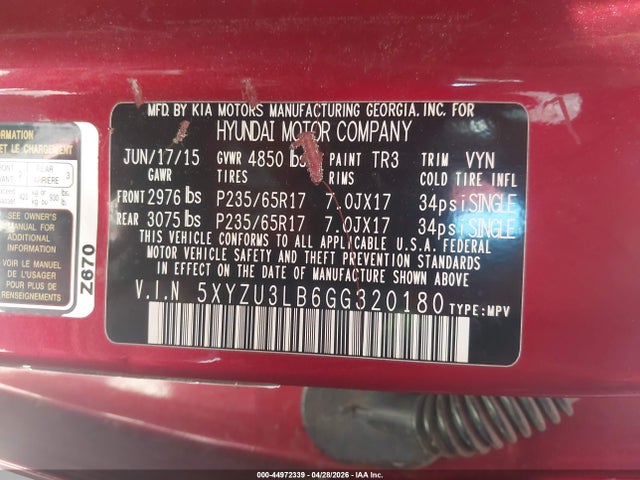 5XYZU3LB6GG320180 Hyundai Santa Fe Sport 2.4l
