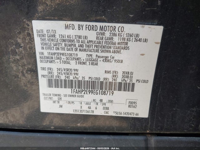 Ford TAURUS SEL 2014 1FAHP2E99EG108719 Image 9